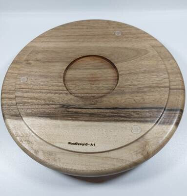 houten taartplateau met glazen stolp, handmade, handgemaakt in België op de houtdraaibank, houtsoort  'Europese Walnoot', 'Notelaar'