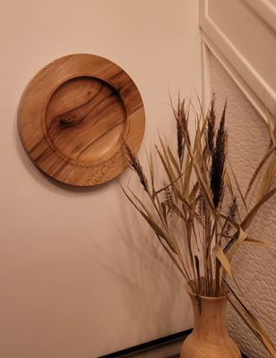 Houten wandecoratie of schaal Vervuurde Plataan