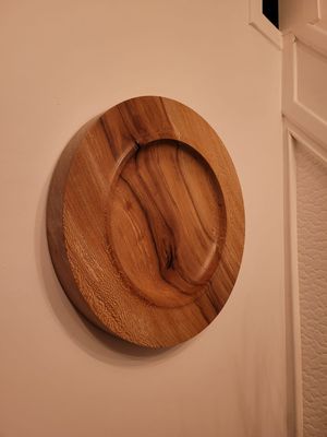 Houten wandecoratie of schaal Vervuurde Plataan