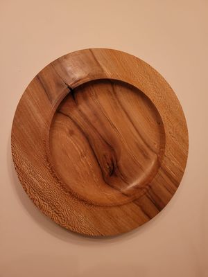 Houten wandecoratie of schaal Vervuurde Plataan