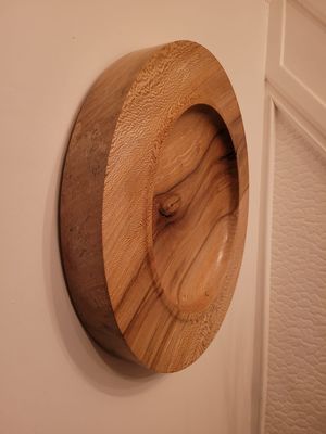 Houten wandecoratie of schaal Vervuurde Plataan
