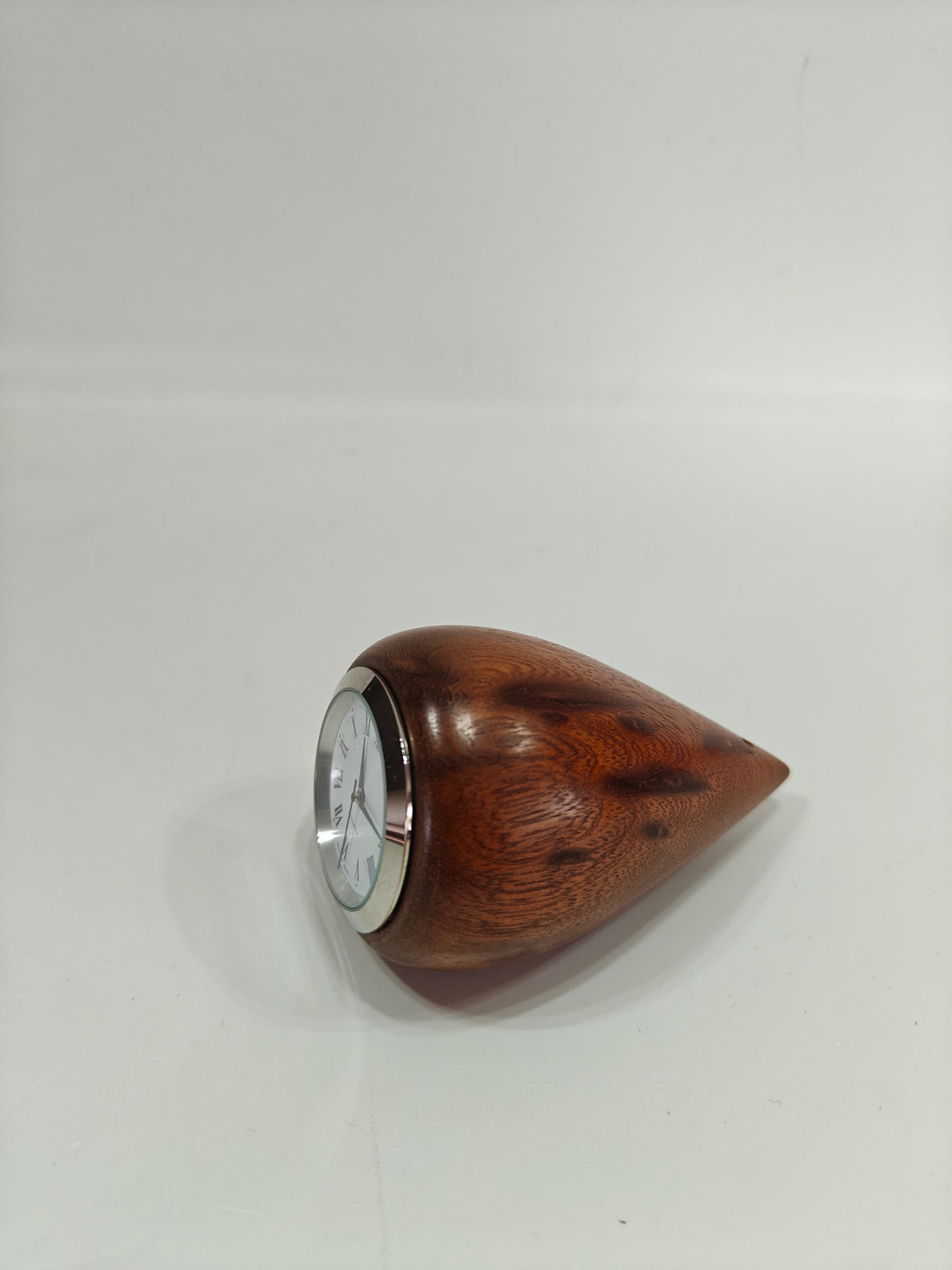 Buroklokje miniklok houtsoort Birds Eye Sapelli handgemaakt